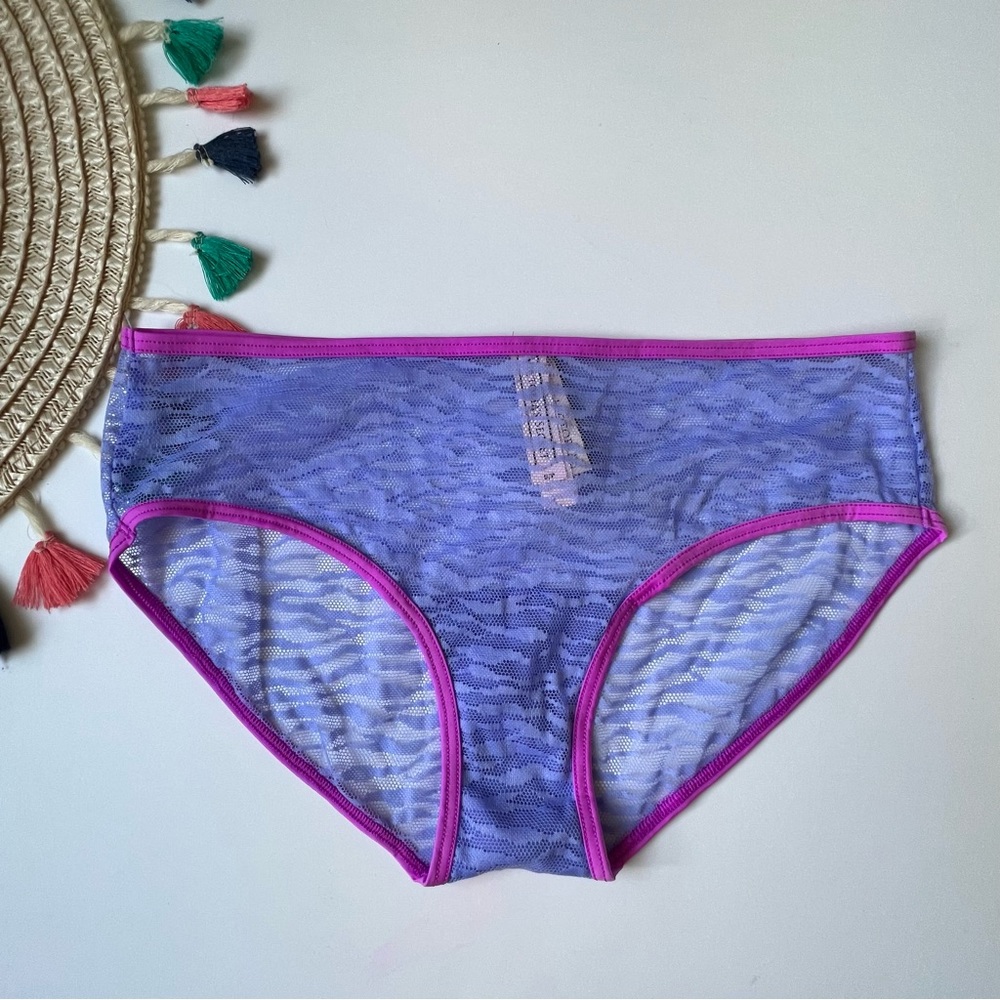 Victoria's Secret VTG Extra Low Rise Mesh Hiphugger Panty Purple Zebra Small NEW